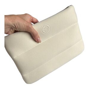 Agent Nateur Cream Clutch with Embossed Logo